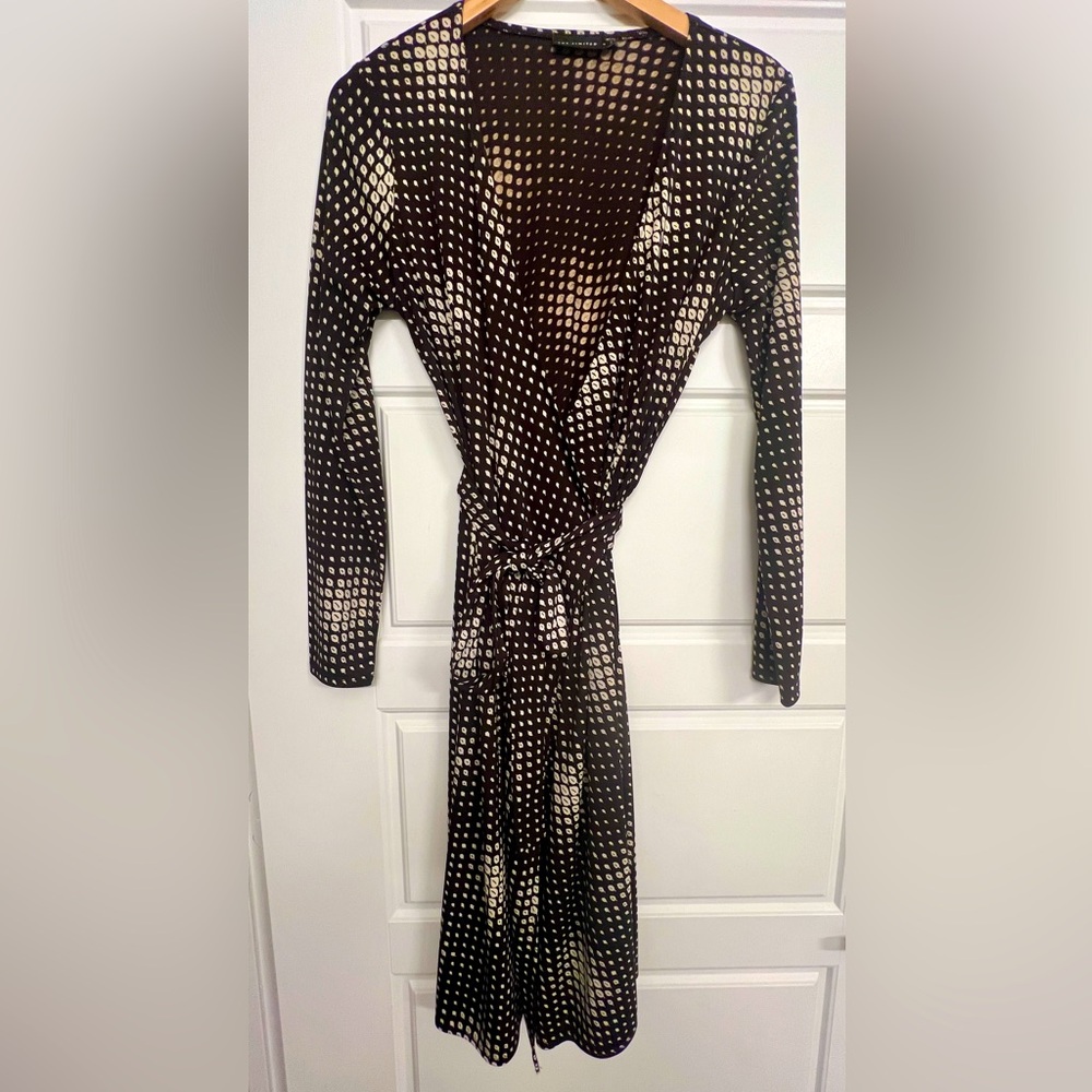 The Limited Women's Geometric Wrap Dresses Brown & Ivory Size Medium
